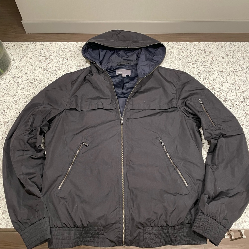 Vince hooded lightweight wind jacket Black Small